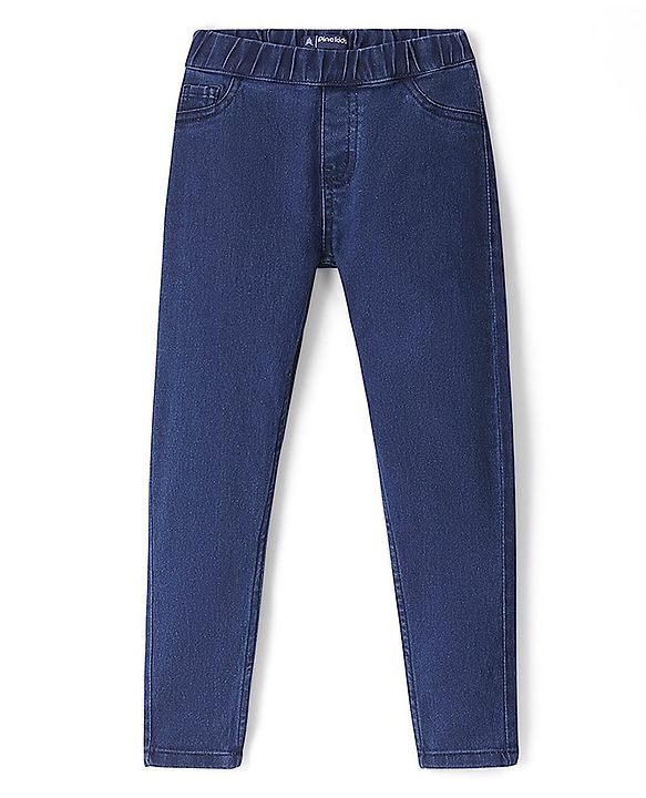 Pine Kids Cotton Ankle Length Stretchable Jeggings - Dark Blue