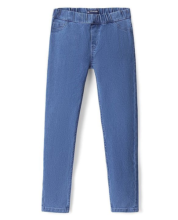 Pine Kids Cotton Ankle Length Stretchable Jeggings - Dark Blue