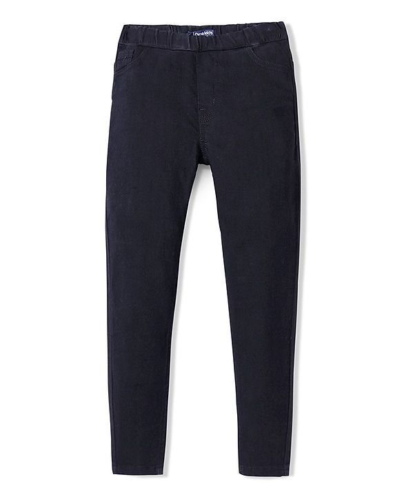 Pine Kids Denim Ankle Length Jeggings Solid Color - Black