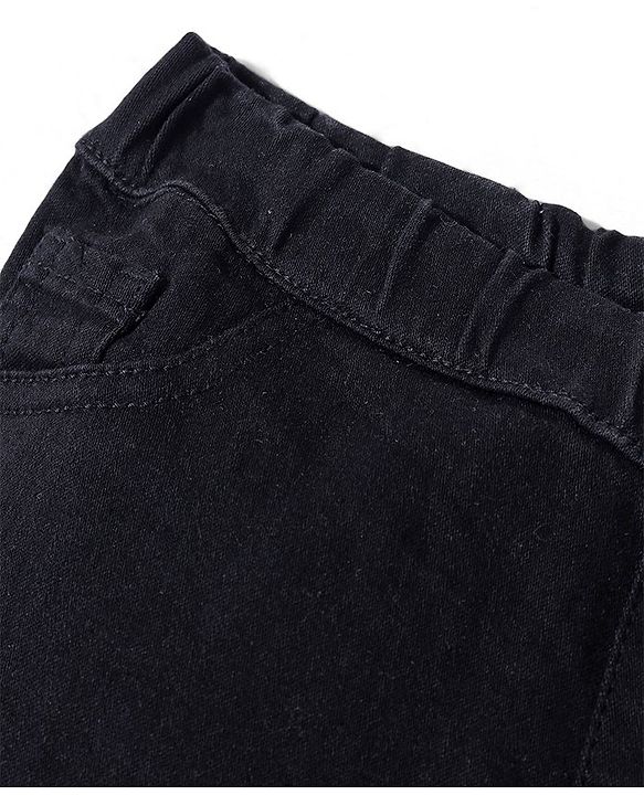 Pine Kids Denim Ankle Length Jeggings Solid Color - Black