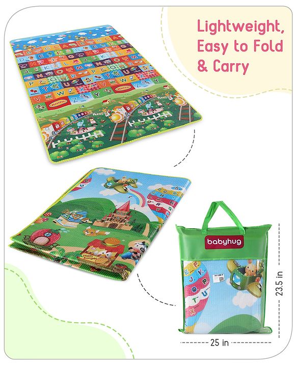 Babyhug Cow & Lion Printed Play Mat  - Green