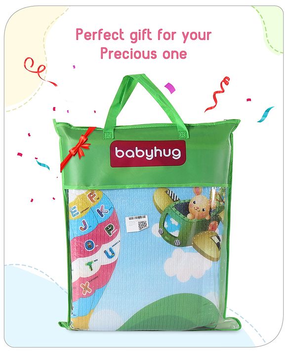 Babyhug Cow & Lion Printed Play Mat  - Green