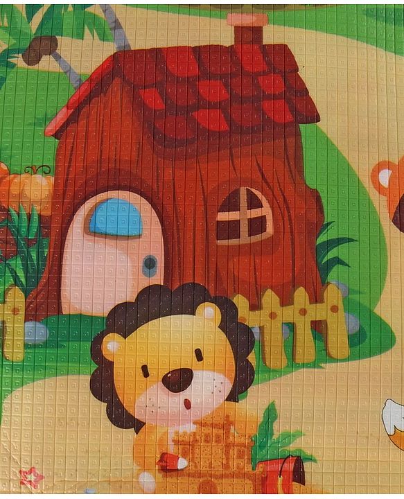 Babyhug Cow & Lion Printed Play Mat  - Green