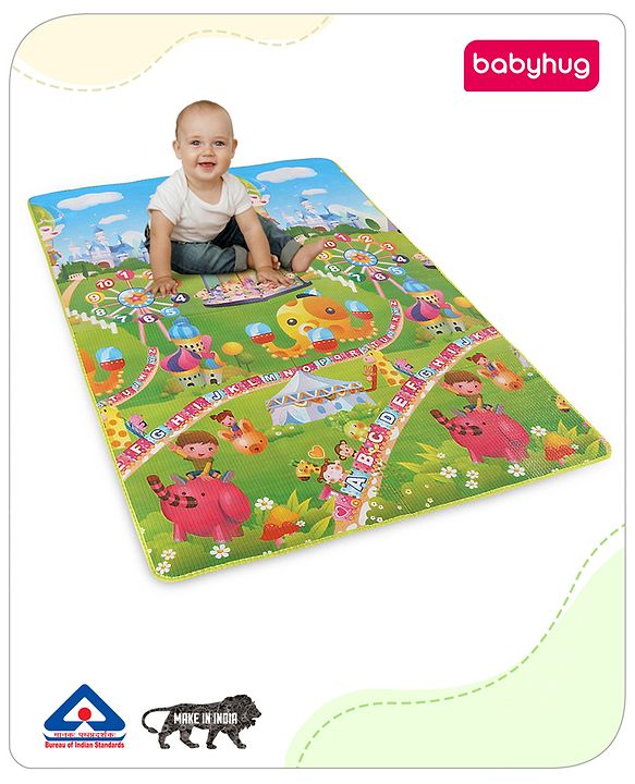 Babyhug Cow & Lion Printed Play Mat  - Green