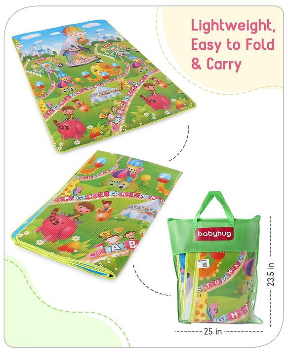 Babyhug Cow & Lion Printed Play Mat  - Green