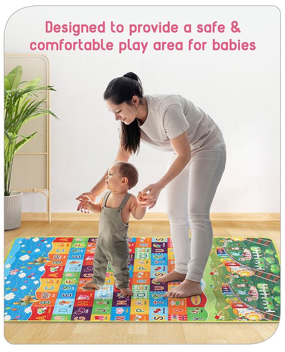 Babyhug Cow & Lion Printed Play Mat  - Green