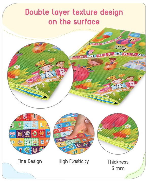 Babyhug Cow & Lion Printed Play Mat  - Green