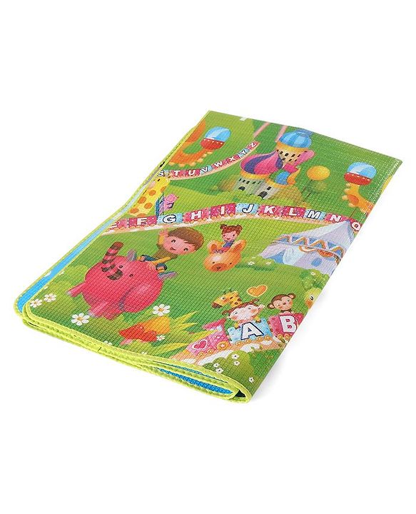 Babyhug Cow & Lion Printed Play Mat  - Green