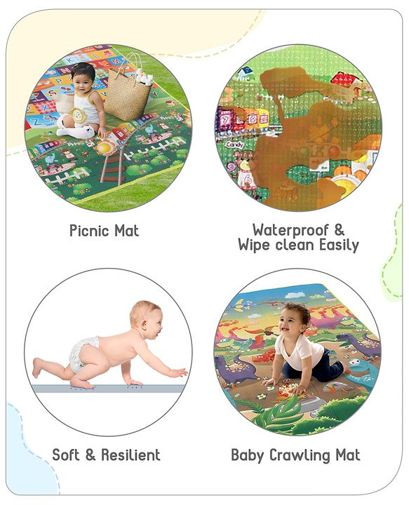 Babyhug Dinosaurs Printed Play Mat  - Yellow & Blue