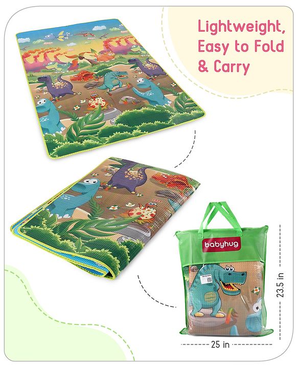 Babyhug Dinosaurs Printed Play Mat  - Yellow & Blue