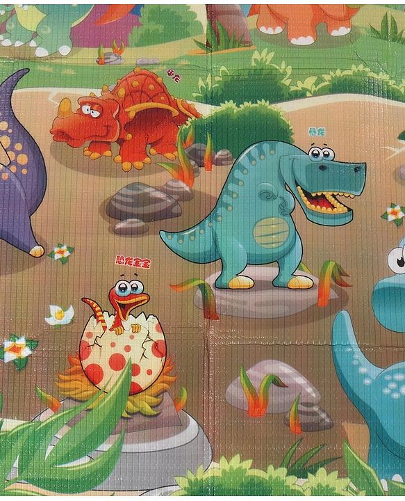 Babyhug Dinosaurs Printed Play Mat  - Yellow & Blue