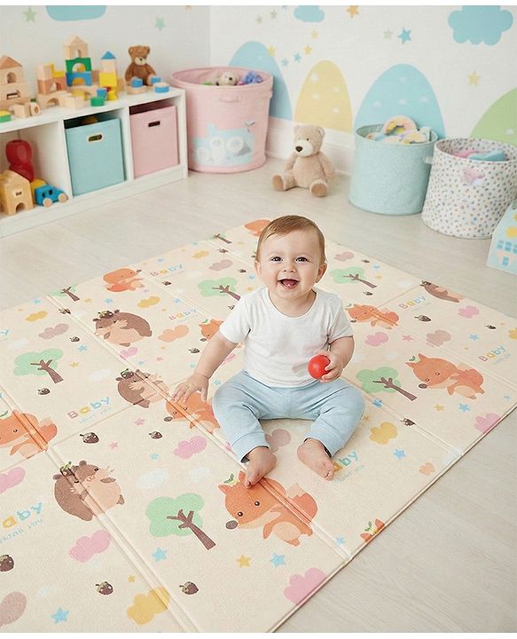 Babyhug XPE Waterproof Folding Mat With Bear Print - Orange
