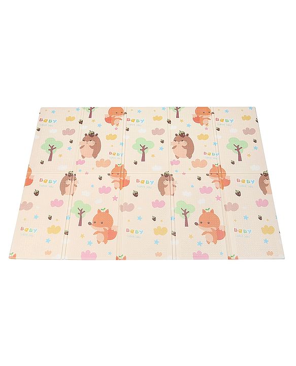 Babyhug XPE Waterproof Folding Mat With Bear Print - Orange
