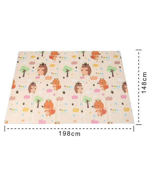 Babyhug XPE Waterproof Folding Mat With Bear Print - Orange