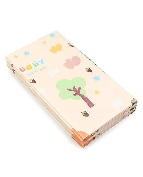 Babyhug XPE Waterproof Folding Mat With Bear Print - Orange