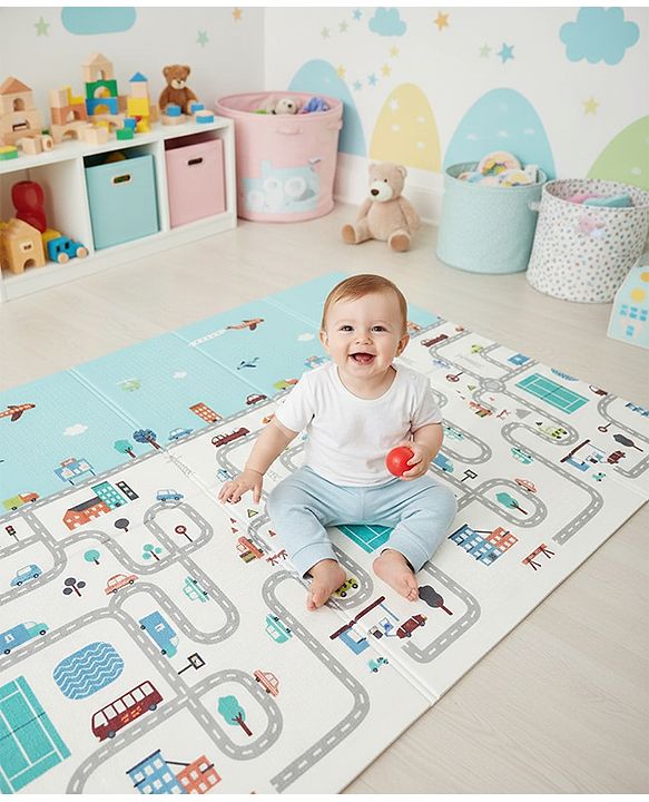 Babyhug XPE Waterproof Folding Mat With Bear Print - Orange