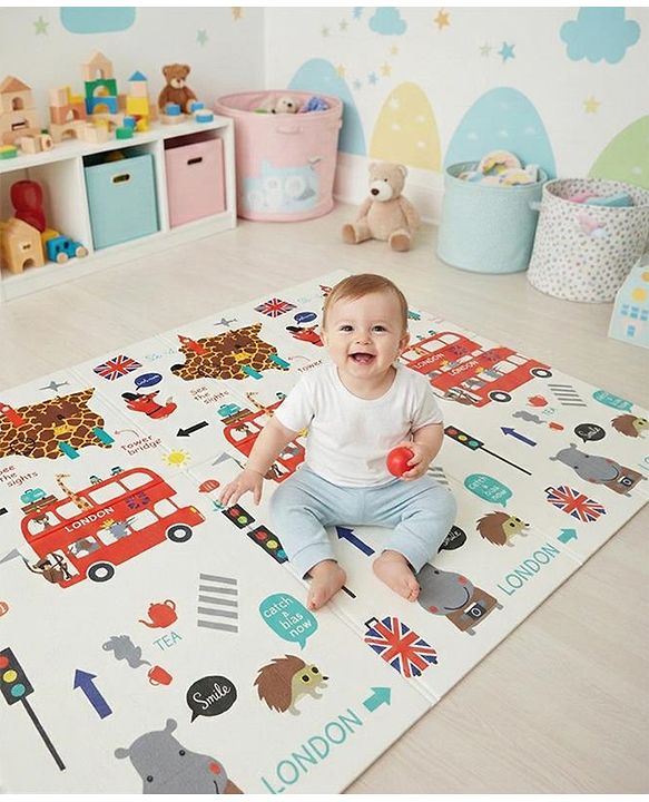 Babyhug XPE Waterproof Folding Mat With Bear Print - Orange