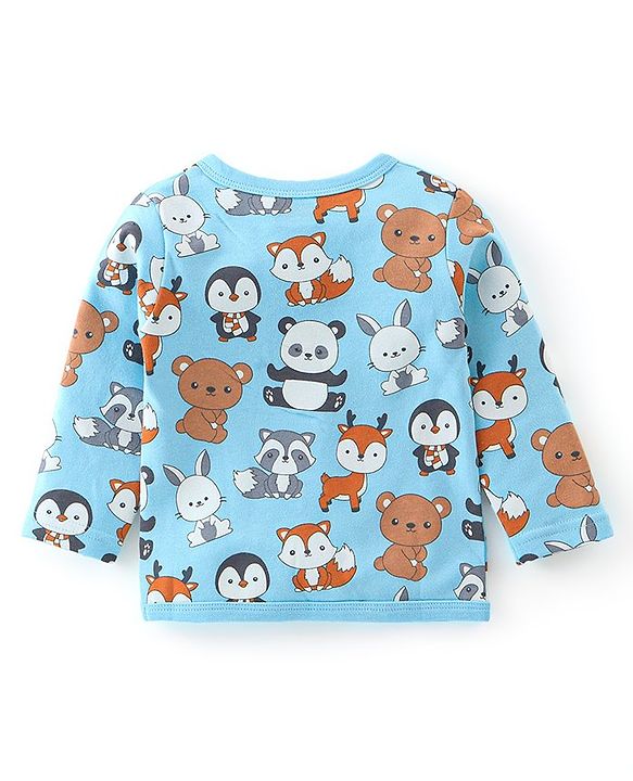 Babyhug 100% Cotton Knit Full Sleeves Front Open Vests Panda Print Pack of 3 - Multicolour