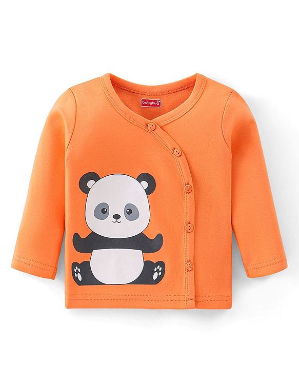 Babyhug 100% Cotton Knit Full Sleeves Front Open Vests Panda Print Pack of 3 - Multicolour