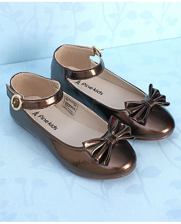 Pine Kids Party Wear Ballerina Bow Applique - Bronze