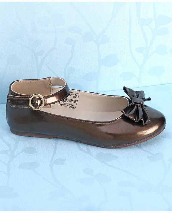 Pine Kids Party Wear Ballerina Bow Applique - Bronze