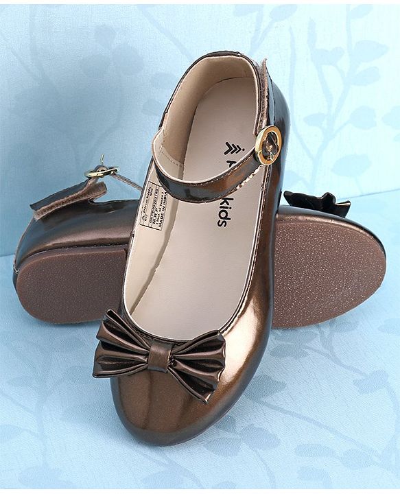 Pine Kids Party Wear Ballerina Bow Applique - Bronze