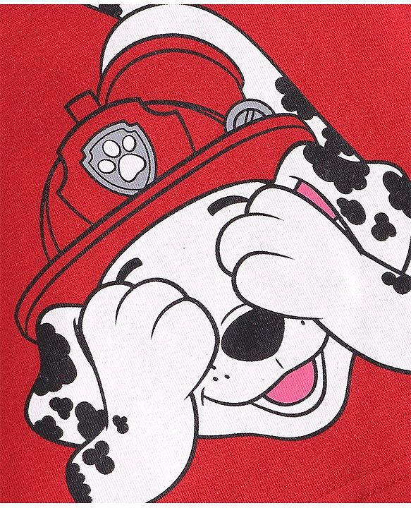 Babyhug Single Jersey Paw Patrol Full Sleeves Night Suit Marshall Printed - Red