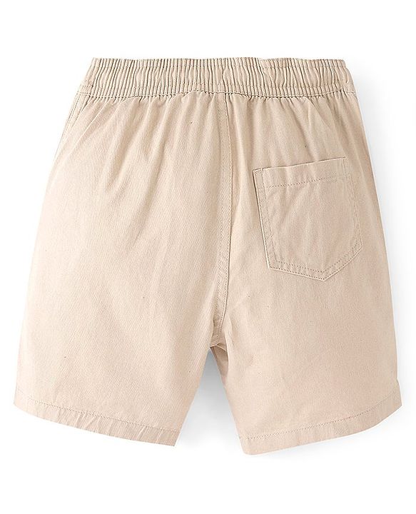 Pine Kids Cotton Woven Above Knee Length Shorts with Adjustable Elasticated Waist Solid Colour- Beige