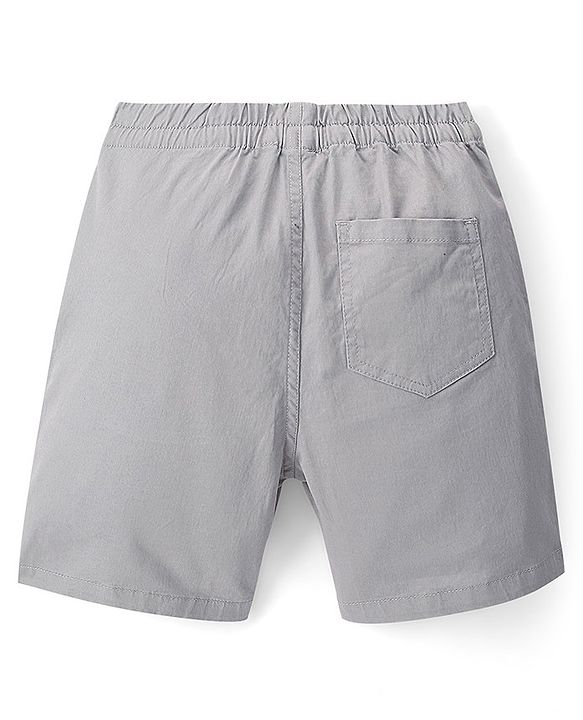 Pine Kids Cotton Elasticated Above Knee Length Solid Colour Shorts - Light Grey
