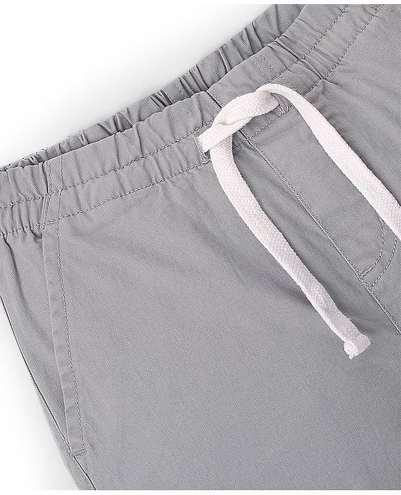 Pine Kids Cotton Elasticated Above Knee Length Solid Colour Shorts - Light Grey