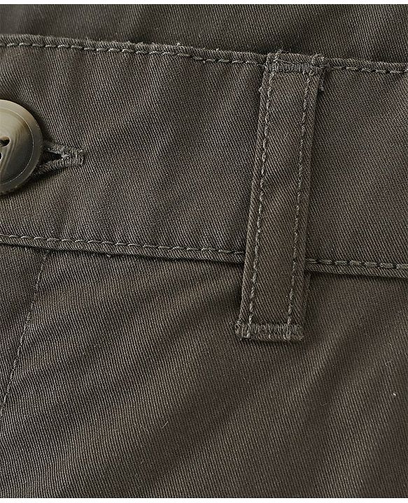 Pine Kids Cotton Woven Solid Shorts with Adjustable Elasticated Waist- Olive