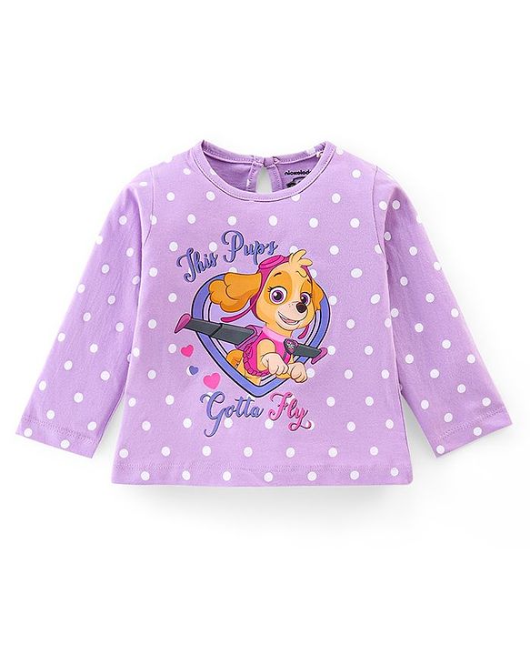 Babyhug Cotton Knit Full Sleeves Paw Patrol Print Night Suit - Lavender