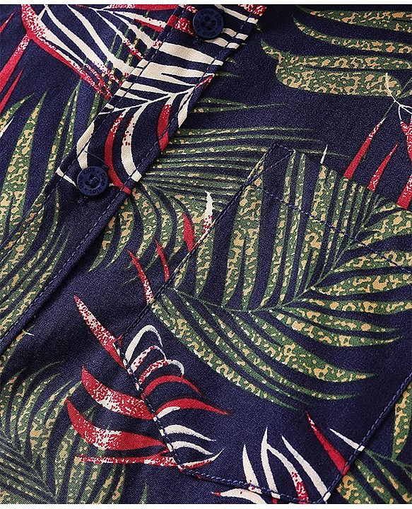Pine Kids Cotton Half Sleeves Tropical Leaf Printed Shirt - Multicolour