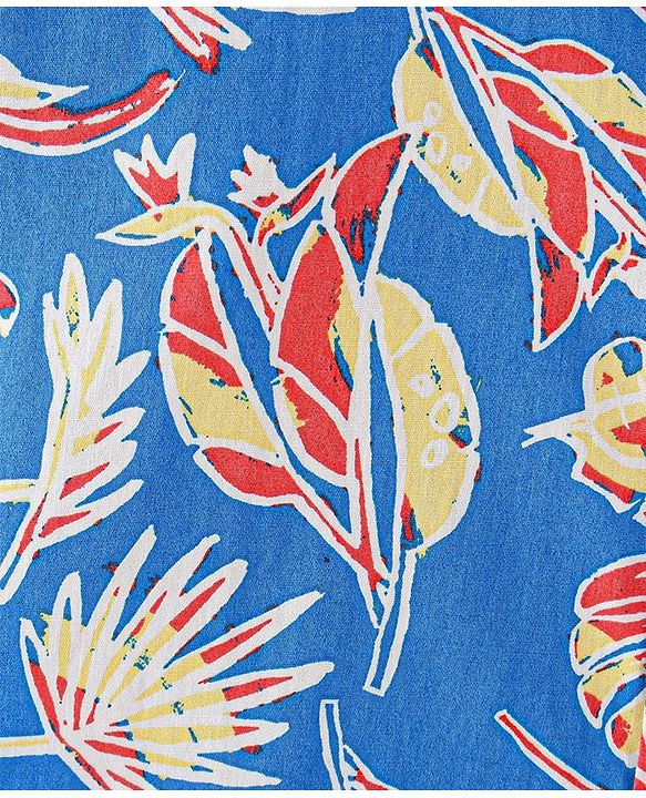 Pine Kids Cotton Half Sleeves Shirt All Over Tropical Print - Blue