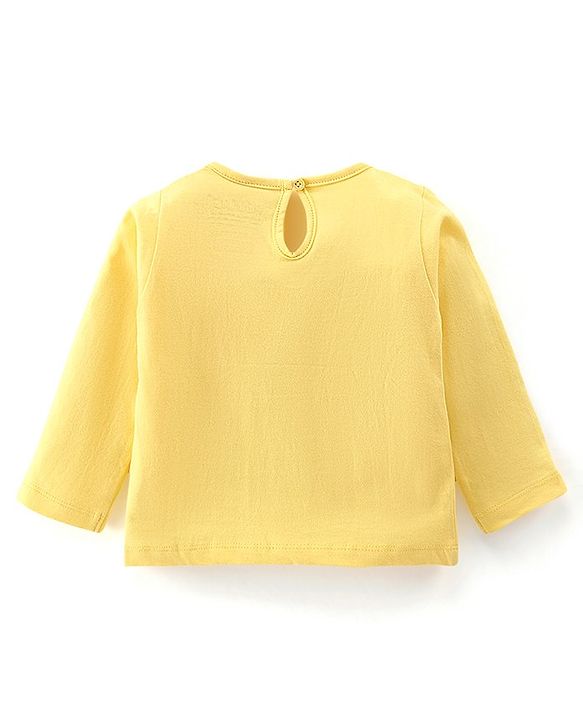 Babyhug Cotton Knit Full Sleeves Night Suit With Snoopy Print - Yellow & Pink