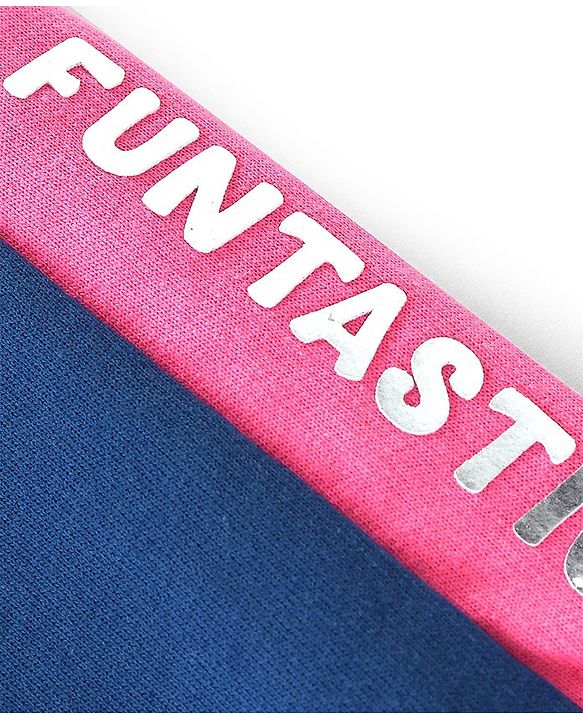 Babyhug Cotton Looper Full Length Lounge Pant With Text Print - Navy Blue