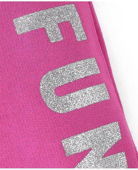 Babyhug Cotton Looper Full Length Lounge Pant With Text Print - Pink