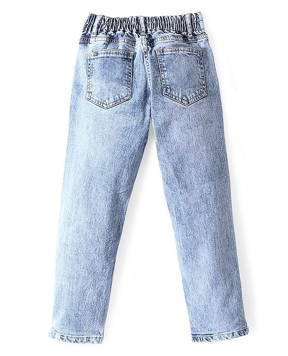 Pine Kids Cotton Elastane Full Length Washed Denim Jeans - Blue