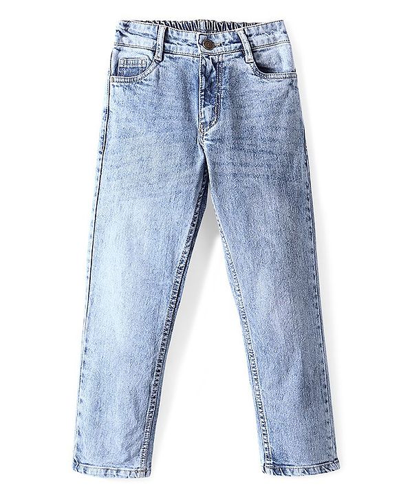 Pine Kids Cotton Elastane Full Length Washed Denim Jeans - Blue