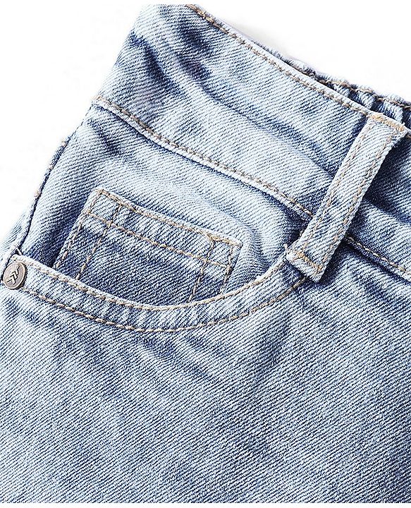Pine Kids Cotton Elastane Full Length Washed Denim Jeans - Blue