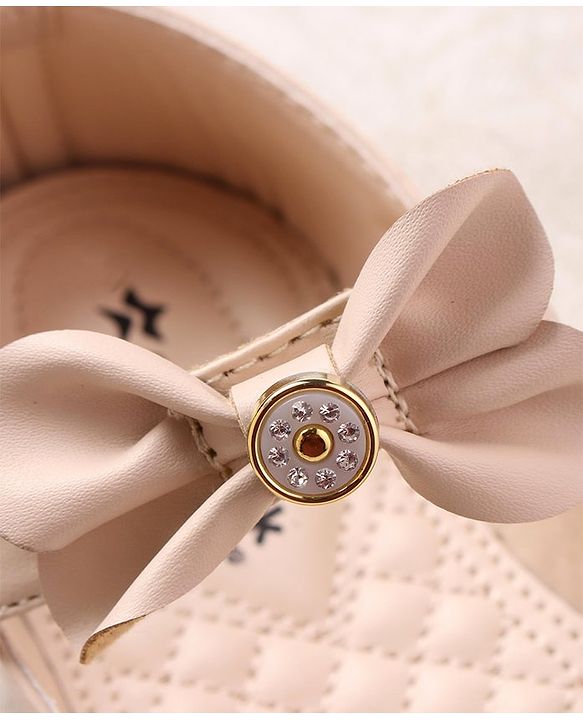 Cute Walk by Babyhug Ballerinas with Velcro Closure Bow Applique - Beige