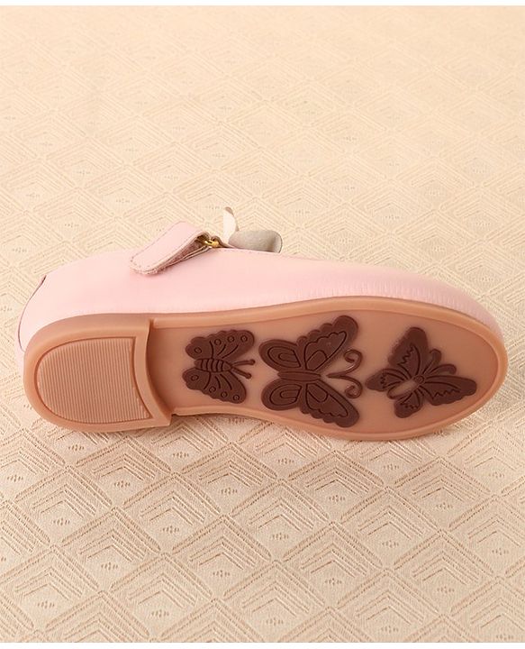 Cute Walk by Babyhug Slip On Bellies with Velcro Closure & Bow Applique - Pink