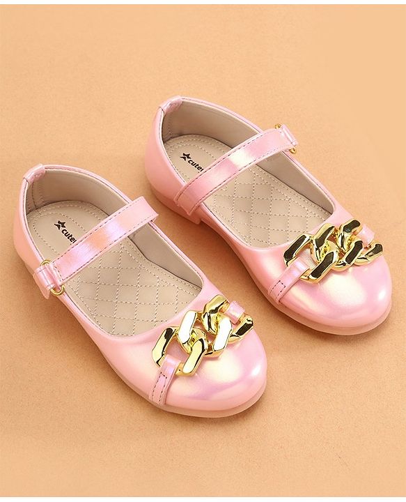 Cute Walk by Babyhug Ballerina With Velcro Closure & Chain Applique - Pink