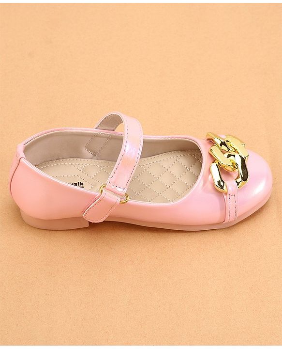 Cute Walk by Babyhug Ballerina With Velcro Closure & Chain Applique - Pink