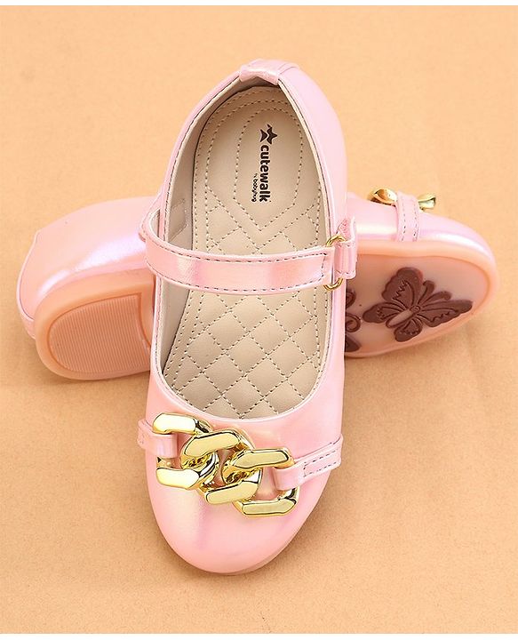 Cute Walk by Babyhug Ballerina With Velcro Closure & Chain Applique - Pink
