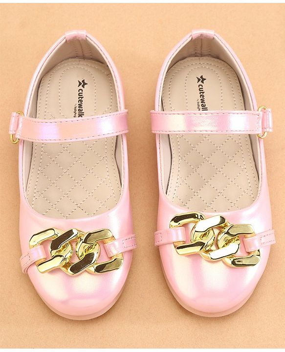Cute Walk by Babyhug Ballerina With Velcro Closure & Chain Applique - Pink