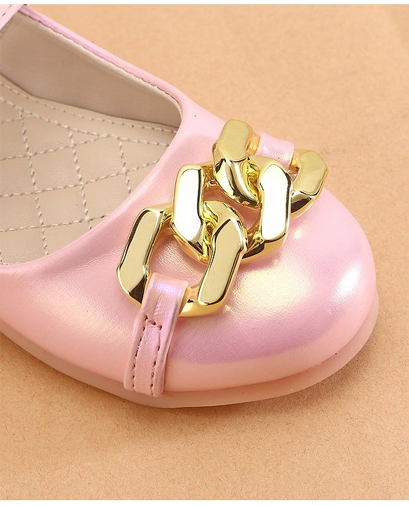 Cute Walk by Babyhug Ballerina With Velcro Closure & Chain Applique - Pink