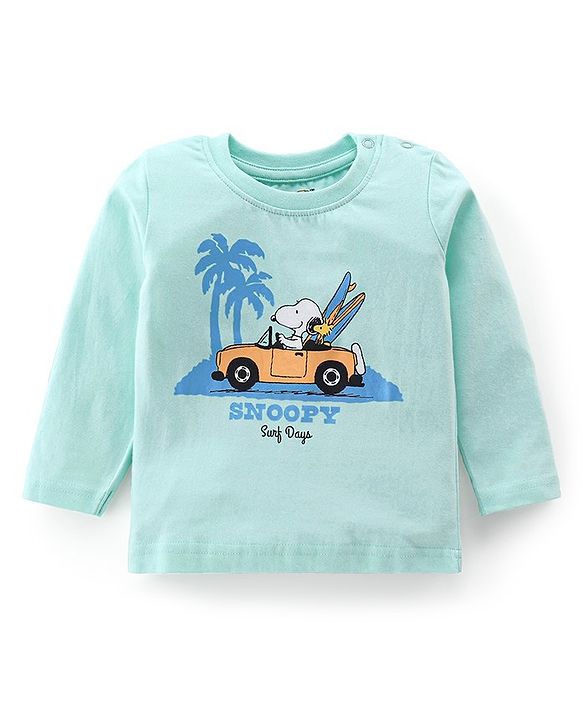 Babyhug Cotton Single Jersey Knit Full Sleeves Snoopy Print Night Suit - Blue
