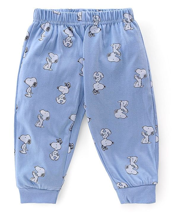 Babyhug Cotton Single Jersey Knit Full Sleeves Snoopy Print Night Suit - Blue