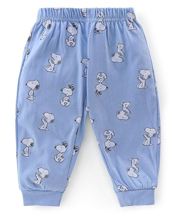 Babyhug Cotton Single Jersey Knit Full Sleeves Snoopy Print Night Suit - Blue